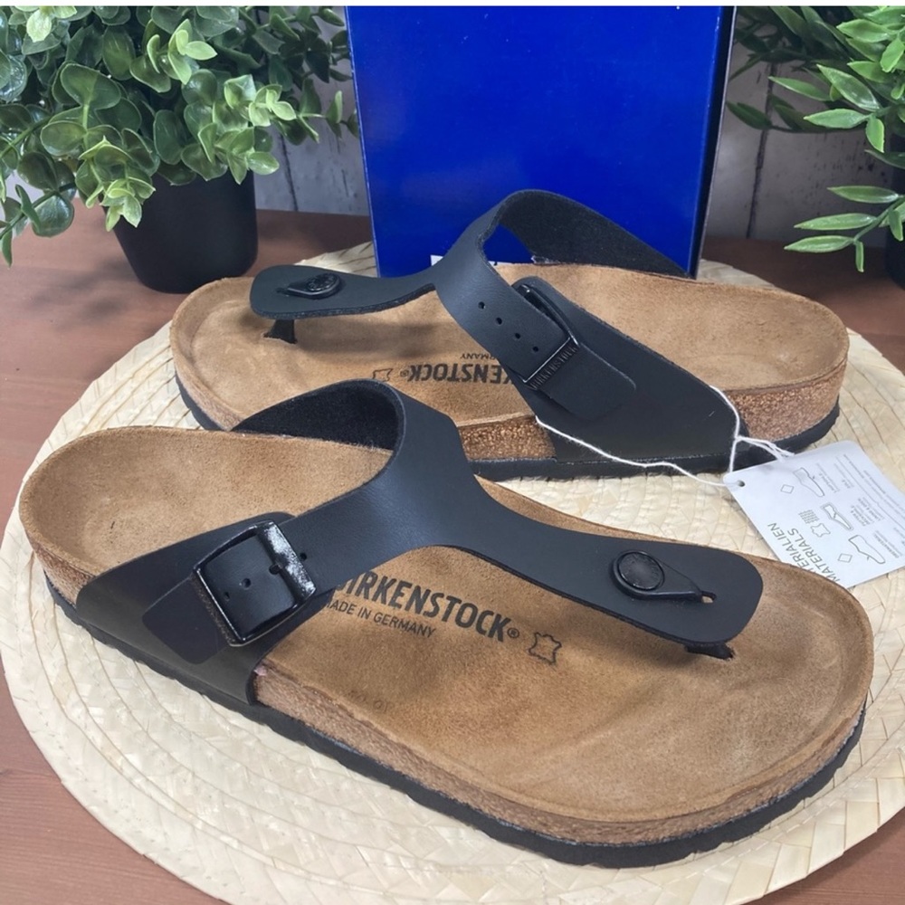 Birkenstock Gizeh Black Cork Thong Sandals